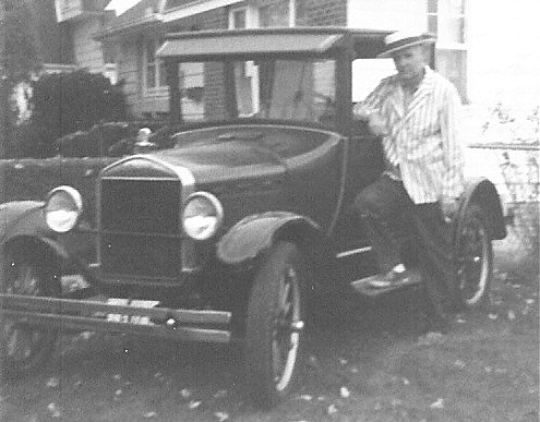 Black and white photo of the 1930 Durant coupe when Norm Miller owned it