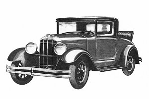 Period factory illustration of the 1929 Durant M4 Coupe
