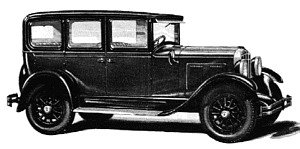 Period factory illustration of the 1930 Durant 60 Special Four Door Sedan