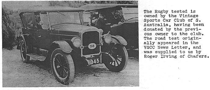 The Rugby tested, owned by the Vintage Sports Car Club of Australia