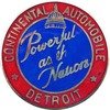Round Continental Automobile radiator badge, Powerful as the Nation, 1933 to 1934